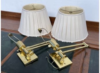 A Pair Of Heavy Brass Sconces By Hansen Lamps