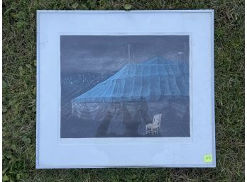 A Signed Print - Tent And Chairs