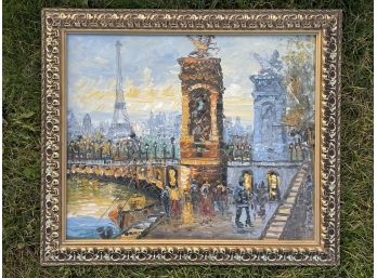 An Impressionist Style Oil On Board, Parisian Scene