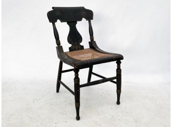 An Early 19th Century Hitchcock Style Painted Wood Side Chair With Cane Seat
