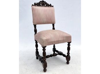 A 19th Century Victorian Carved Wood Upholstered Side Chair