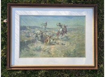 A Framed Western Themed Print, CM Russell, 1904