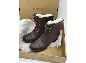 Borne Brown Distressed Leather Boots - Size 6 New With Box