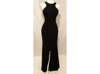 Aida Sexy Black Evening Gown Sheer Sides - Size Small
