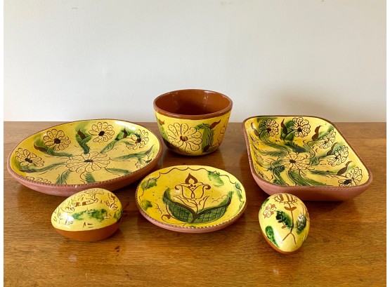 Gorgeous Bundle Of Robesonia Redware Colorful Artisan Pottery Made In Pennsylvania