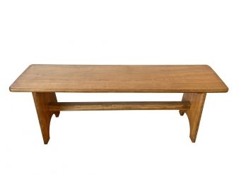 Beautiful Vintage Farmhouse Bench With Trestle Base #2 Of 2