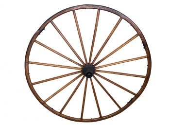Authentic Antique 16 Spoke Wooden Carriage / Wagon / Buggy Wheel With Cast Iron Hub