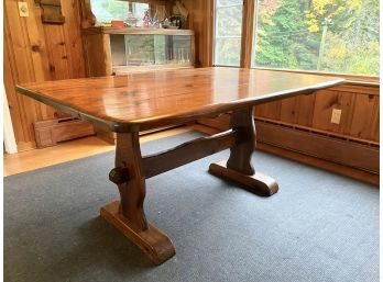 Beautiful Solid Knotty Oak Drop Leaf Dining Table With Trestle Base