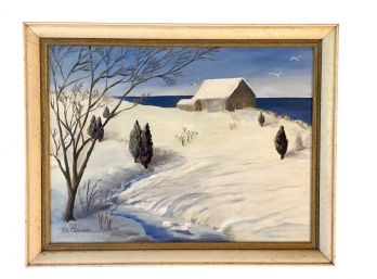 Original Painting By Artist Eleanor S. Belmont 'Winter Solitude Cape Cod'