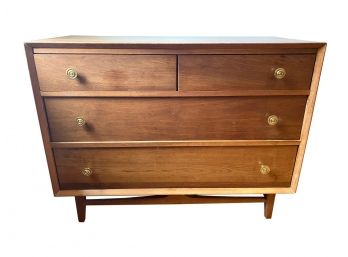 Gorgeous Mid-Century Modern Footed Dresser With Brass Pulls