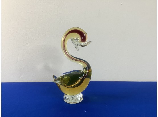 Venetian Glass Swan Paper Weight From Venice