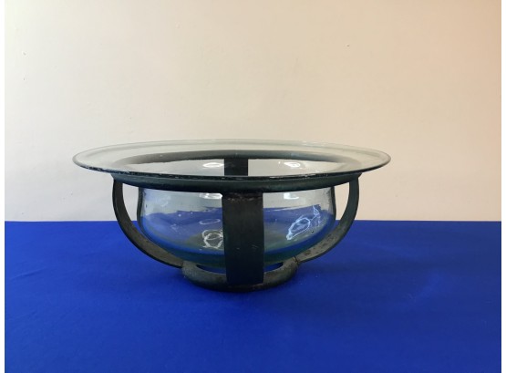 Glass Bowl In Black Metal Bowl Frame