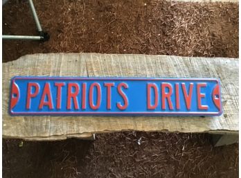Patriots Drive Blue And Red Sign