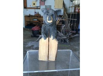 Bear Carved Out Of Log
