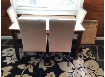 Pier 1 Imports Table And Set Of 4 White Cushioned Chairs