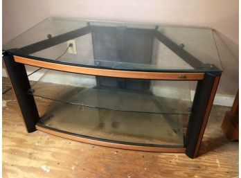 Glass TV Stand With Two Shelves