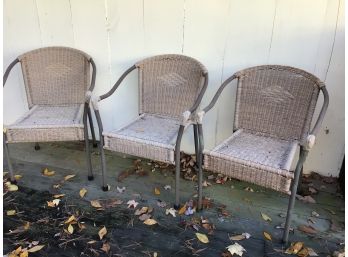 Wicker Patio Stacking Chair Lot Of 3