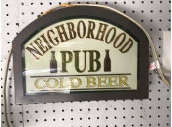Neighborhood Pub Cold Beer Lighted Sign