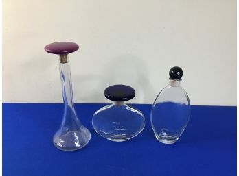 Clear Glass Bottles With Tops Set Of 3