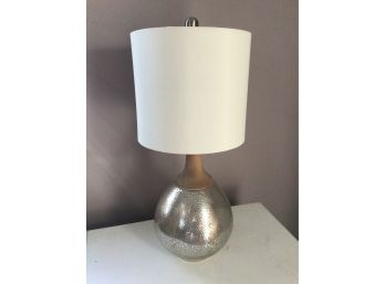 Speckled Round Table Lamp With White Shade