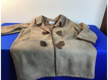 Beige And Brown Coat With Fleece Lining