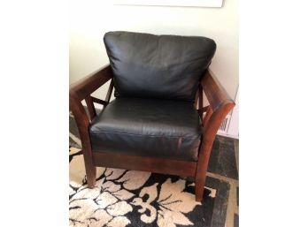 Wood Armchair With Black Cushions High Quality