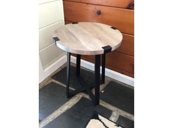 Round Side Table With Black Metal Legs