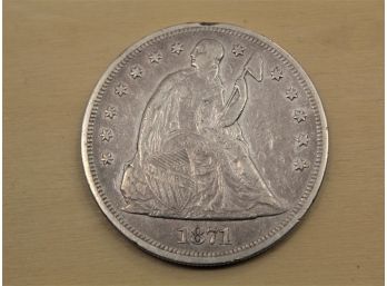1871 Seated Liberty Silver Dollar Coin
