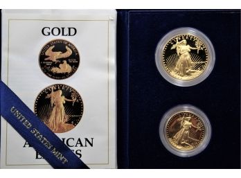 1987 American Gold Eagle $50 $25 Proof 2 Coin Set 1.50 Troy Ounces - Gold Coin Set