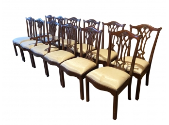Set Of 12 Maitland-Smith Connecticut Polished Mahogany Dining Chairs