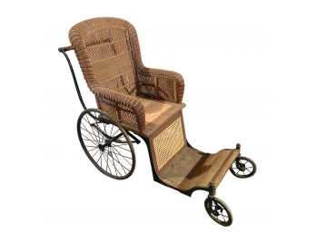 Antique Early 1900s Wicker Boardwalk Wheelchair - George F Sargent Company
