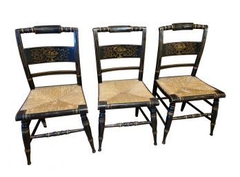 Set Of Three Vintage Hitchcock Chairs