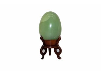 Jadeite Egg With Wood Stand