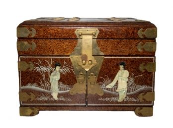 Vintage Asian Jewelry Box W/ Mother Of Pearl