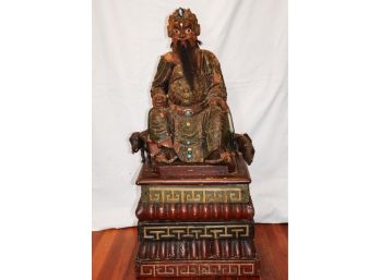 19th Century Polychrome Carved Statue Deity From Southern India