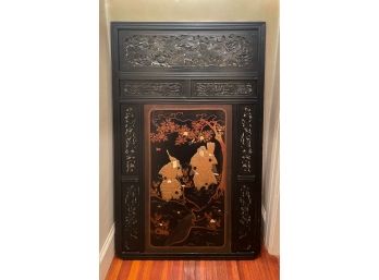Very Large Asian Carved Wood Panel Can Be Used Both Sides