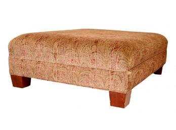 Oversized Custom Ottoman With Block Feet In Holly Hunt Fabric