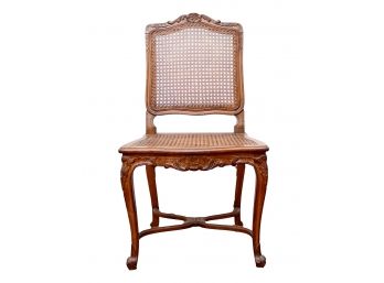 Mid Century French Provincial Hand Caned Wood Side Chair