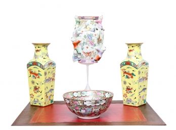 Set Of 4 Chinese Export Polychrome Porcelains