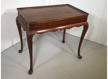 Lovely Vintage Mahogany Queen Anne Tea Table - Tray Top Design - Two Pull Out Tablets - Beautiful Finish