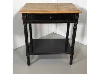 Beautiful Antique Style Oak One Drawer Table - Super High Quality - Distressed Black Paint Finish