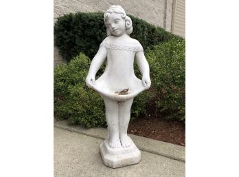 Wonderful Vintage Garden Statue Of Adorable Little Girl - BEAUTIFUL Piece Old Worn / Faded White Paint
