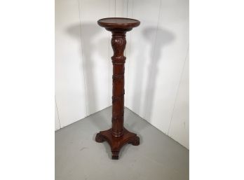 Wonderful Solid Mahogany Antique Style All Hand Carved Pedestal / Plant Stand - Can Be Used Anywhere !