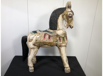 Beautiful Vintage Wooden Horse - All Hand Carved & Painted - Fantastic Decorative Item - Nice Soft Colors