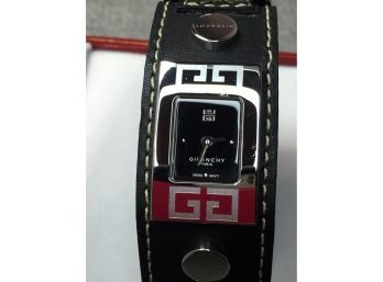 Fabulous Brand New $495 Ladies GIVENCHY Swiss Made Watch - Great  Gift Idea - Black Leather Strap - NICE !