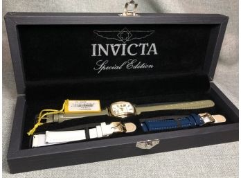 Incredible Brand New Ladies $695 INVICTA Lupah Watch - With Three (3) Interchangable Straps - AMAZING GIFT !