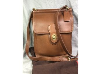Wonderful Vintage But LIKE New COACH Brown Leather Cartouche / Cartridge Style Bag FANTASTIC Piece With Duster