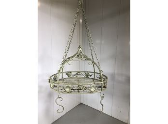 Fabulous Large Vintage Style - All Hand Made Wrought Iron - Hanging Kitchen Pot Rack - Great Piece - Well Made