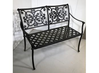 Lovely Vintage Style Cast Metal Garden Bench - Nice Larger Size - Black Finish - This Piece Will Never Rust !