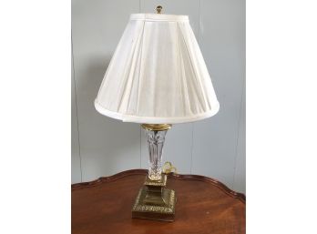 Lovely WATERFORD Crystal Table Lamp - With White Waterford Lamp Shade - Newer Seahorse Waterford Mark